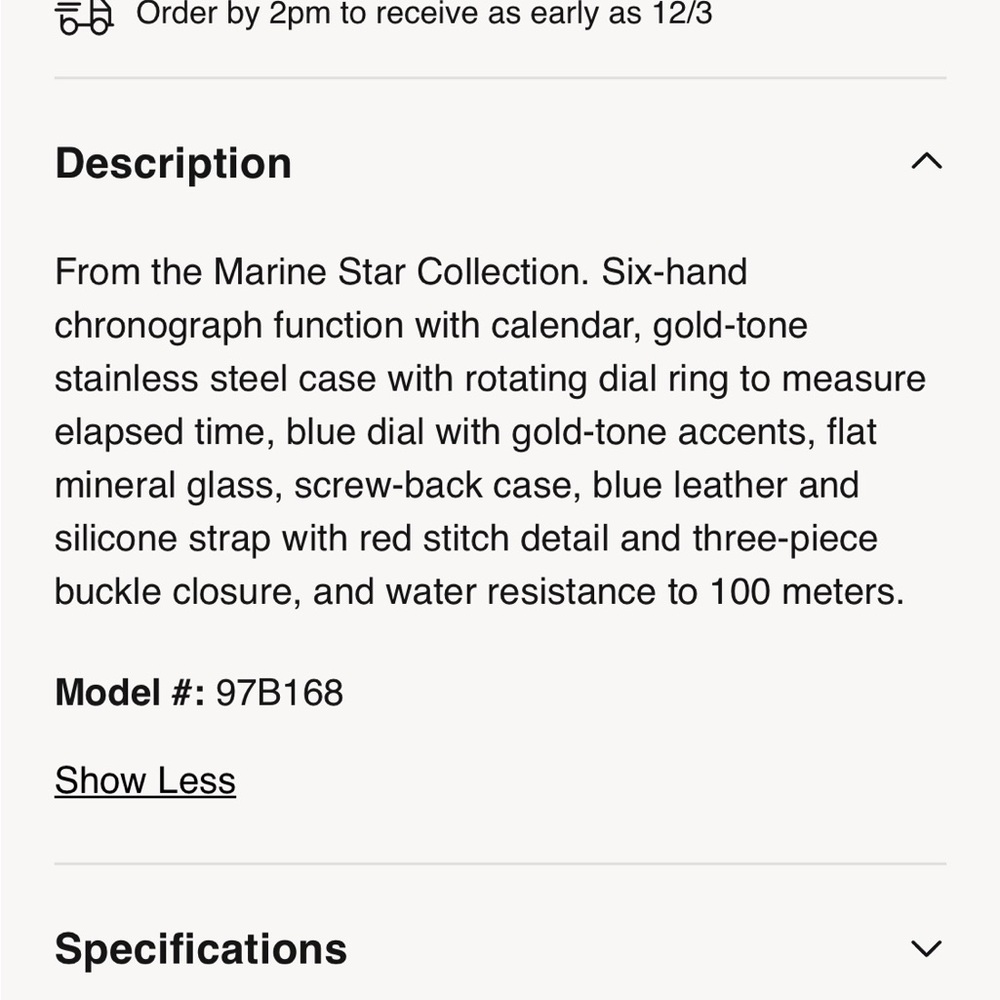 Bulova Marine Star Gold Case with Blue Dial Watch - Picture 6 of 6